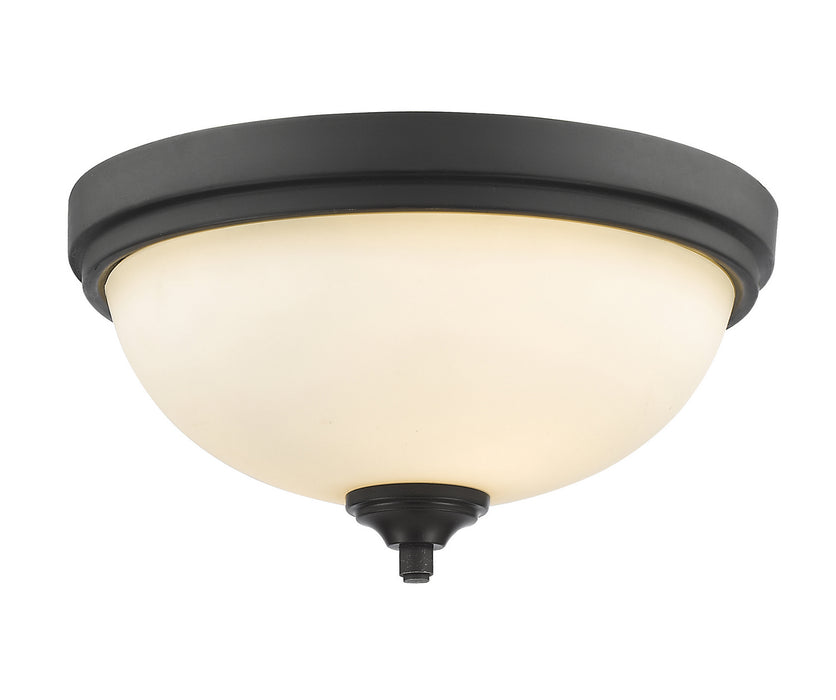 Z-Lite 435F2-BRZ Two Light Flush Mount, Bronze