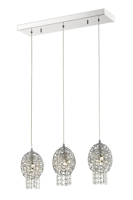 Z-Lite 889CH-3B Three Light Linear Chandelier, Chrome
