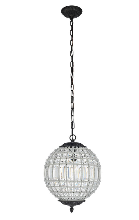 Elegant Lighting 1205D12DB/RC One Light Pendant, Dark Bronze