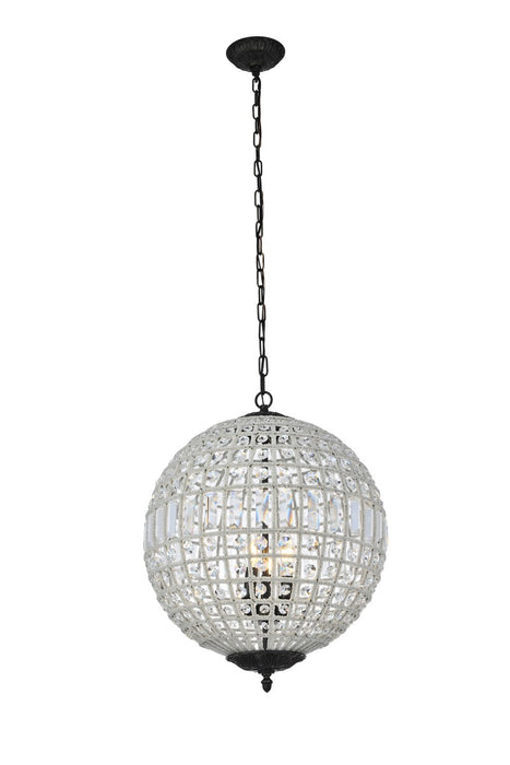 Elegant Lighting 1205D18DB/RC Three Light Pendant, Dark Bronze