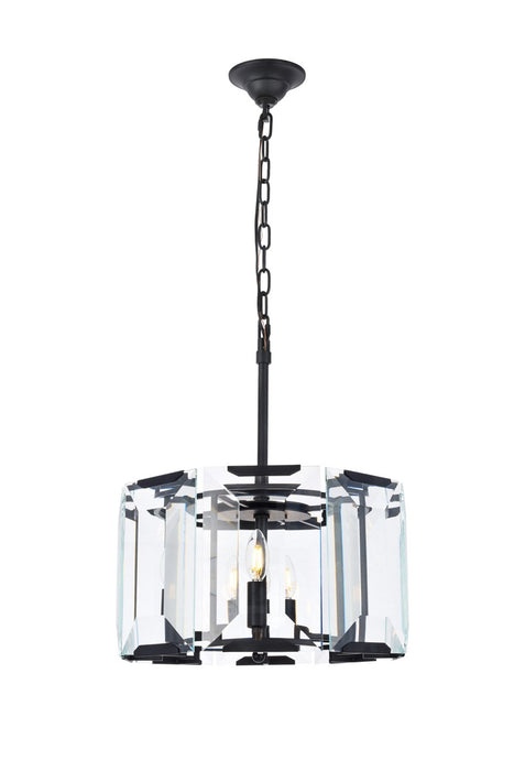 Elegant Lighting 1211D17FB Four Light Pendant, Flat Black