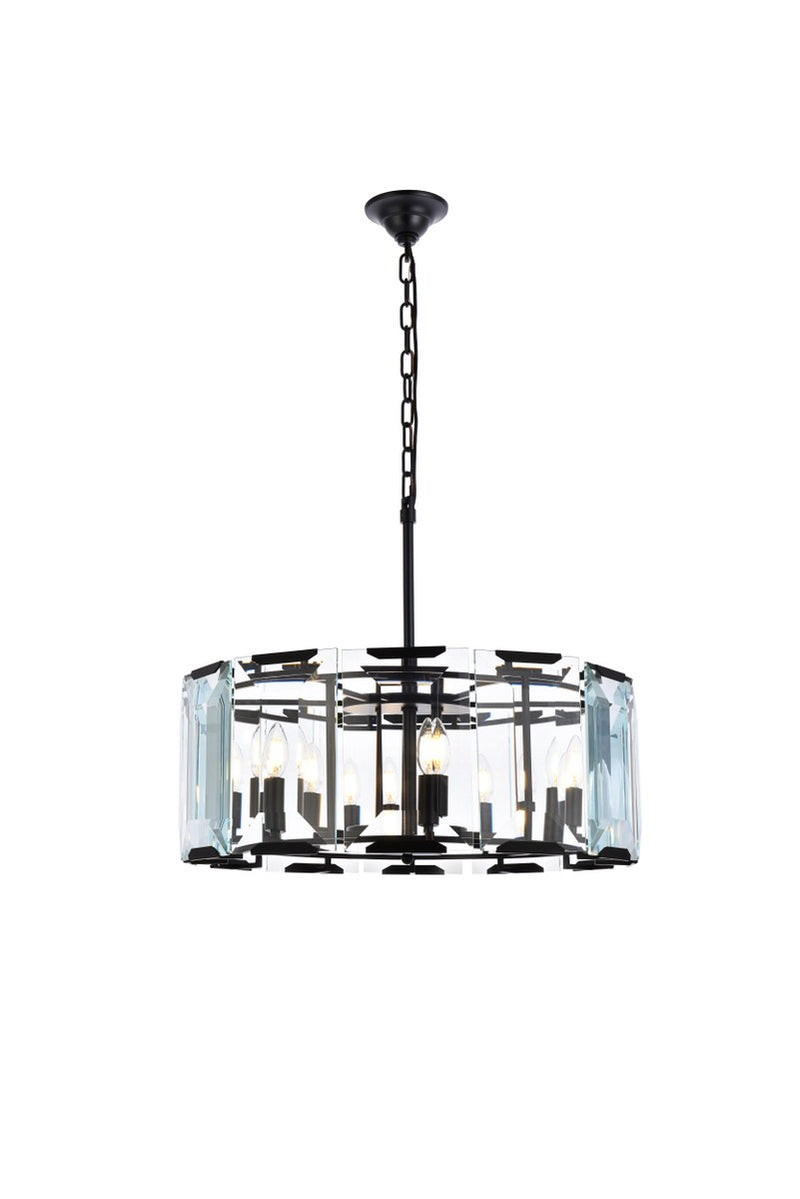 Elegant Lighting 1211D26FB Six Light Chandelier, Flat Black