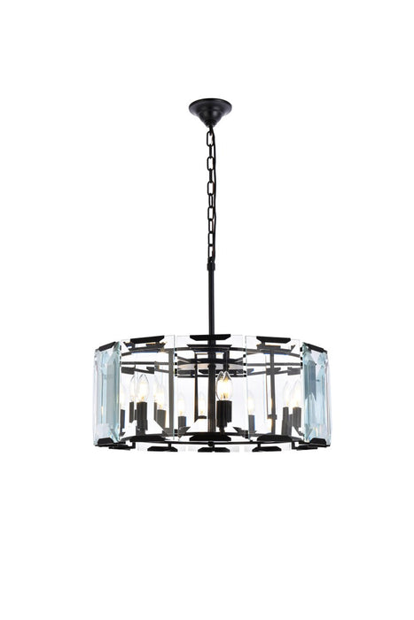 Elegant Lighting 1211D26FB Six Light Chandelier, Flat Black