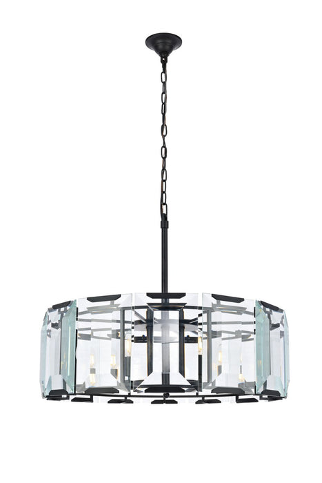 Elegant Lighting 1211D30FB Eight Light Chandelier, Flat Black