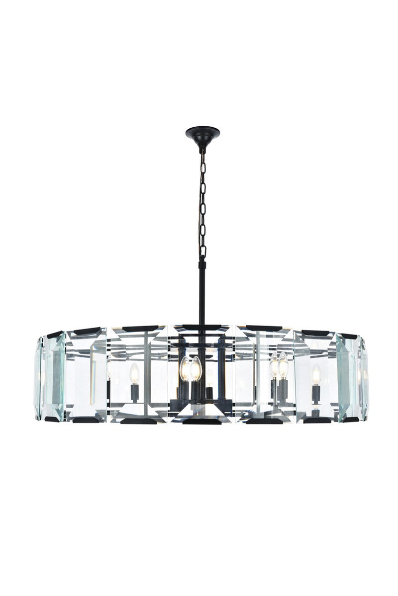 Elegant Lighting 1211D43FB Ten Light Chandelier, Flat Black