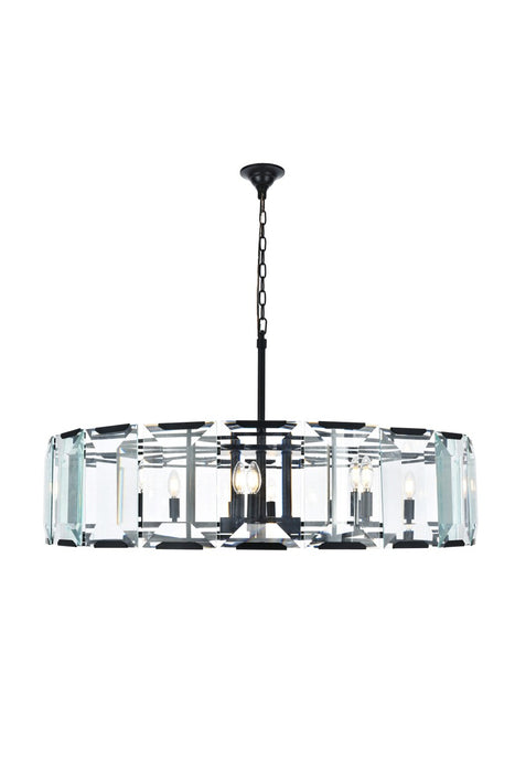 Elegant Lighting 1211D43FB Ten Light Chandelier, Flat Black