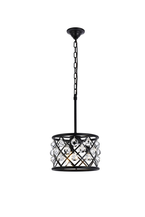 Elegant Lighting 1213D12MB/RC Three Light Pendant, Matte Black