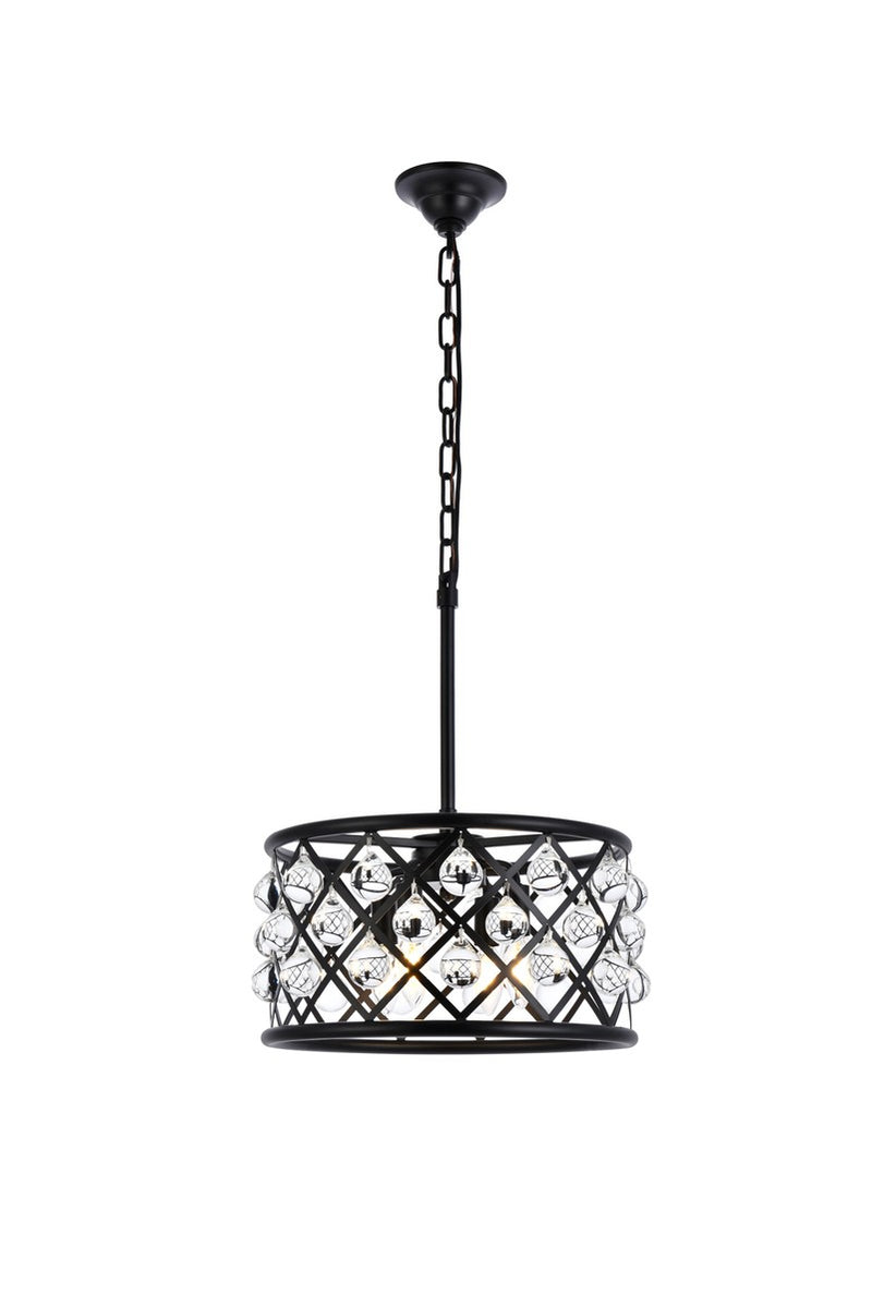 Elegant Lighting 1213D16MB/RC Four Light Pendant, Matte Black
