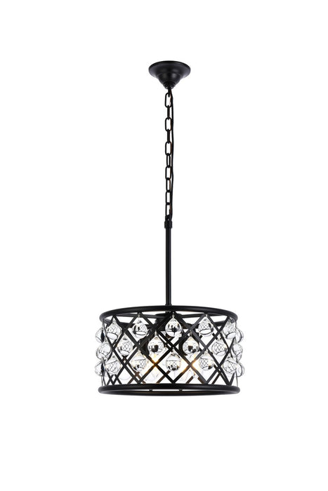 Elegant Lighting 1213D16MB/RC Four Light Pendant, Matte Black