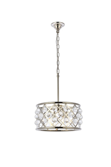 Elegant Lighting 1213D16PN/RC Four Light Pendant, Polished Nickel
