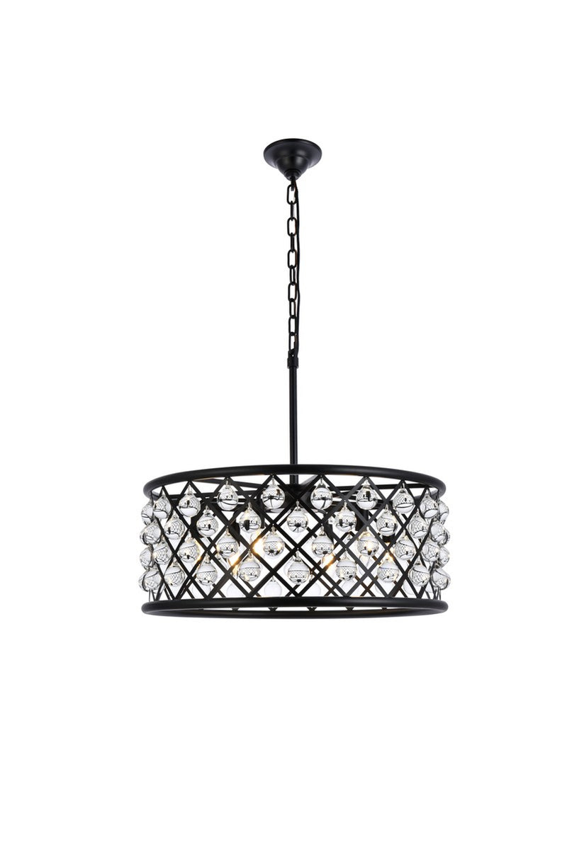 Elegant Lighting 1213D25MB/RC Six Light Chandelier, Matte Black