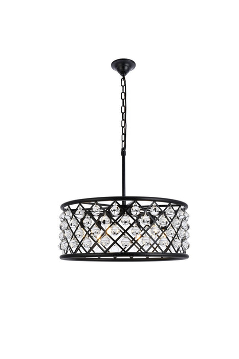 Elegant Lighting 1213D25MB/RC Six Light Chandelier, Matte Black