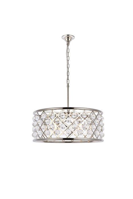 Elegant Lighting 1213D25PN/RC Six Light Chandelier, Polished Nickel