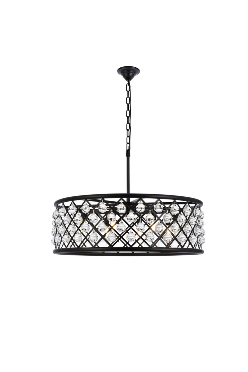 Elegant Lighting 1213D32MB/RC Eight Light Chandelier, Matte Black