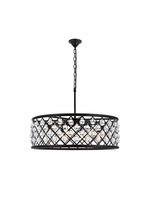 Elegant Lighting 1213D32MB/RC Eight Light Chandelier, Matte Black