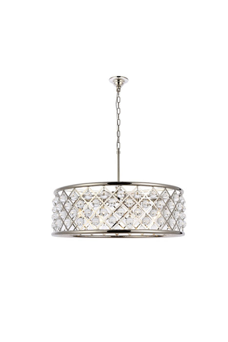 Elegant Lighting 1213D32PN/RC Eight Light Chandelier, Polished Nickel