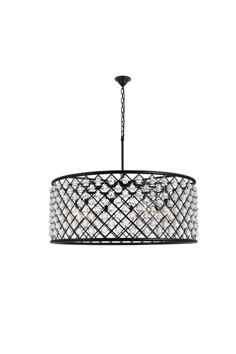 Elegant Lighting 1213G43MB/RC Ten Light Chandelier, Matte Black