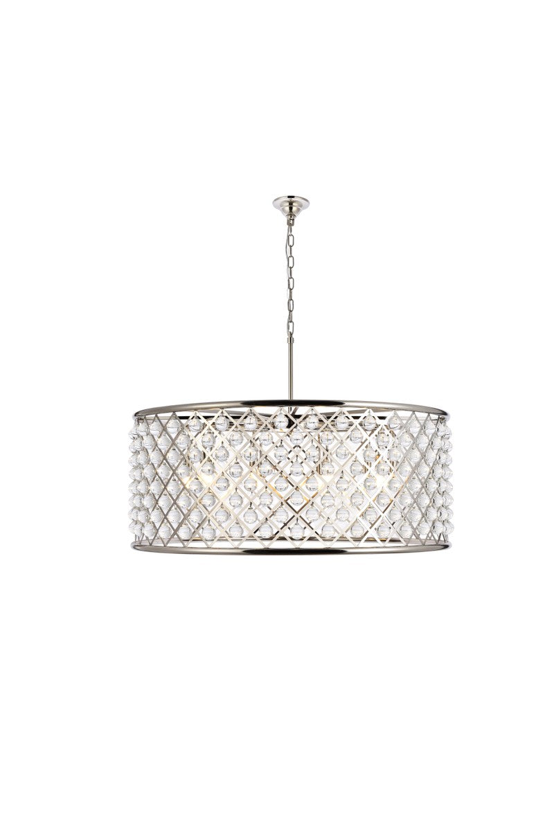 Elegant Lighting 1213G43PN/RC Ten Light Chandelier, Polished Nickel