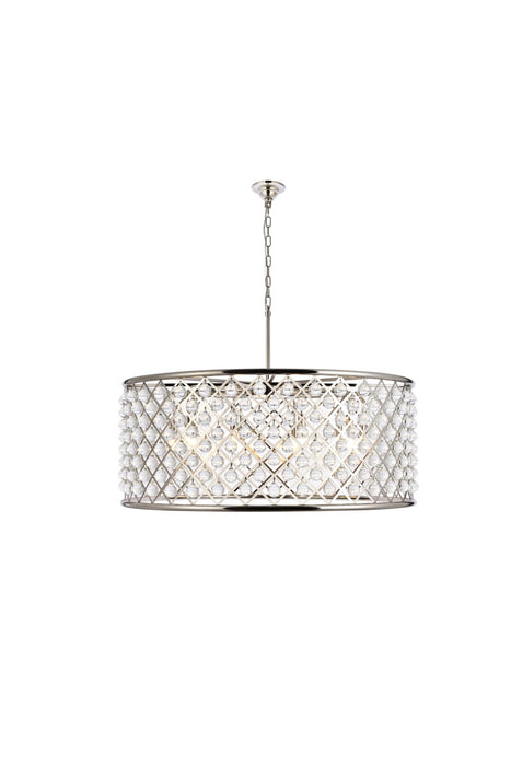 Elegant Lighting 1213G43PN/RC Ten Light Chandelier, Polished Nickel