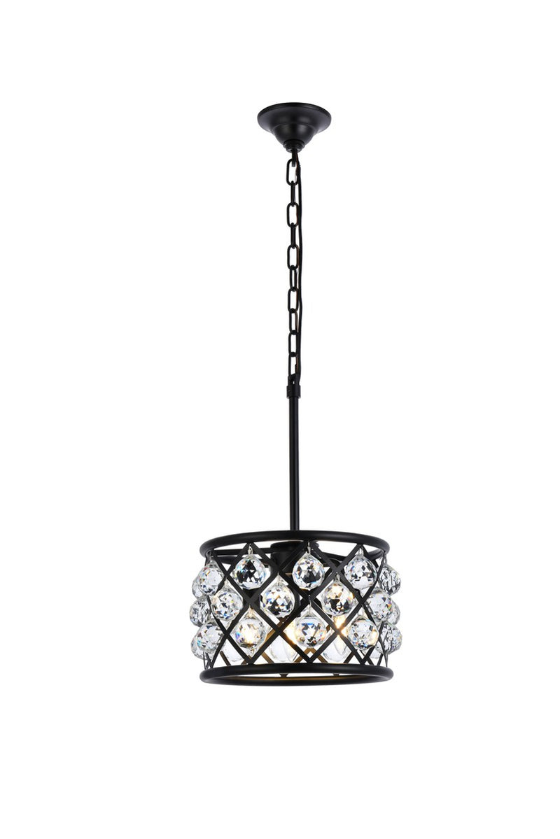 Elegant Lighting 1214D12MB/RC Three Light Pendant, Matte Black