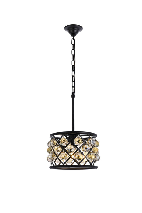 Elegant Lighting 1214D12MB-GT/RC Three Light Pendant, Matte Black