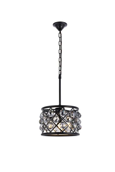 Elegant Lighting 1214D12MB-SS/RC Three Light Pendant, Matte Black