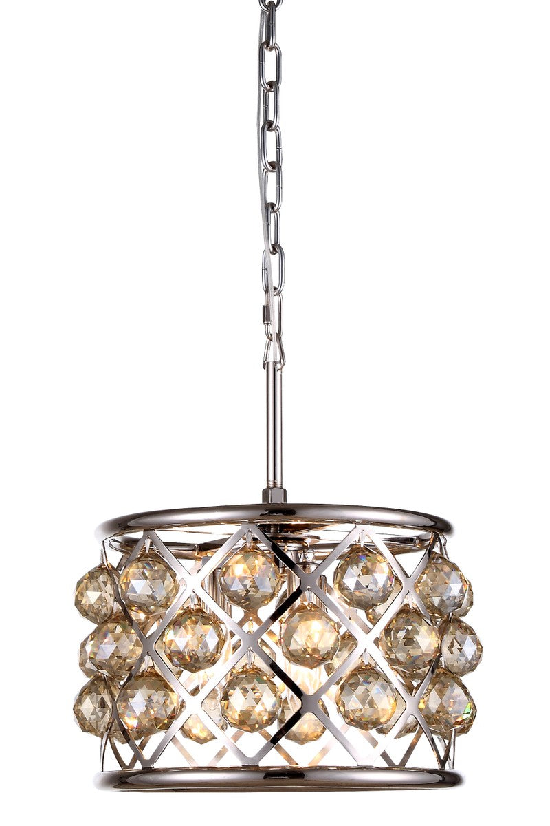Elegant Lighting 1214D12PN-GT/RC Three Light Pendant, Polished Nickel