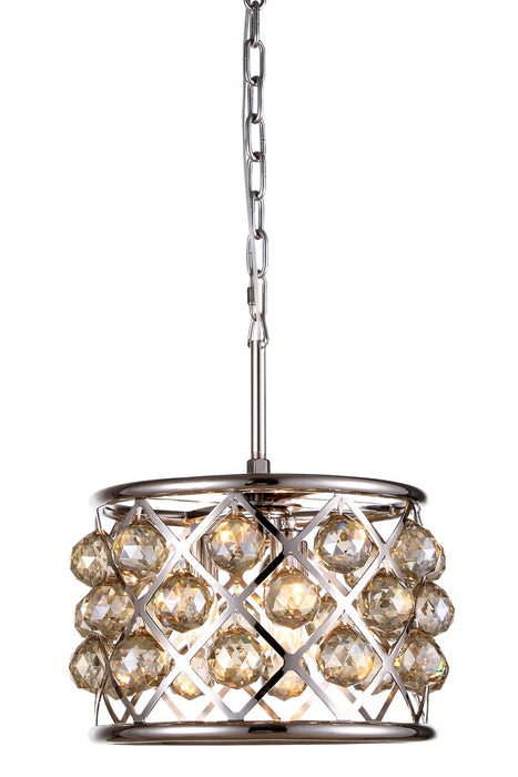Elegant Lighting 1214D12PN-GT/RC Three Light Pendant, Polished Nickel