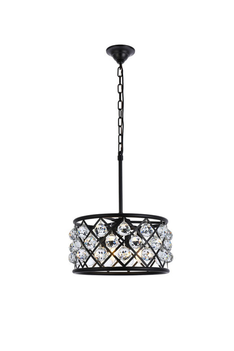 Elegant Lighting 1214D16MB/RC Four Light Pendant, Matte Black