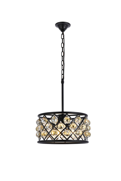 Elegant Lighting 1214D16MB-GT/RC Four Light Pendant, Matte Black
