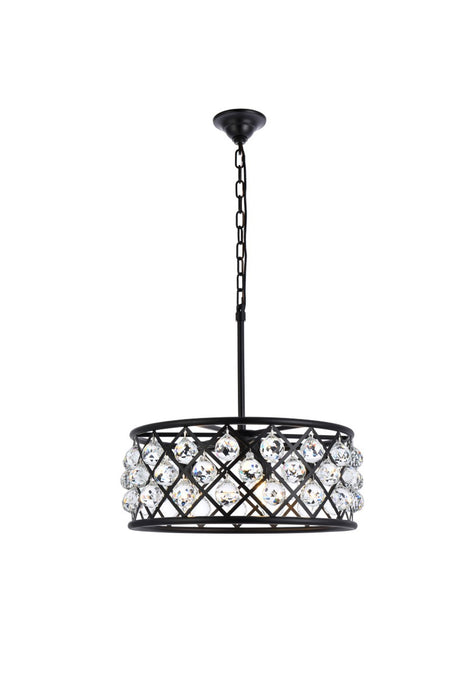 Elegant Lighting 1214D20MB/RC Five Light Chandelier, Matte Black