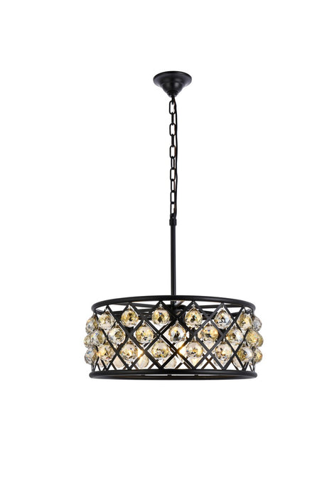 Elegant Lighting 1214D20MB-GT/RC Five Light Chandelier, Matte Black