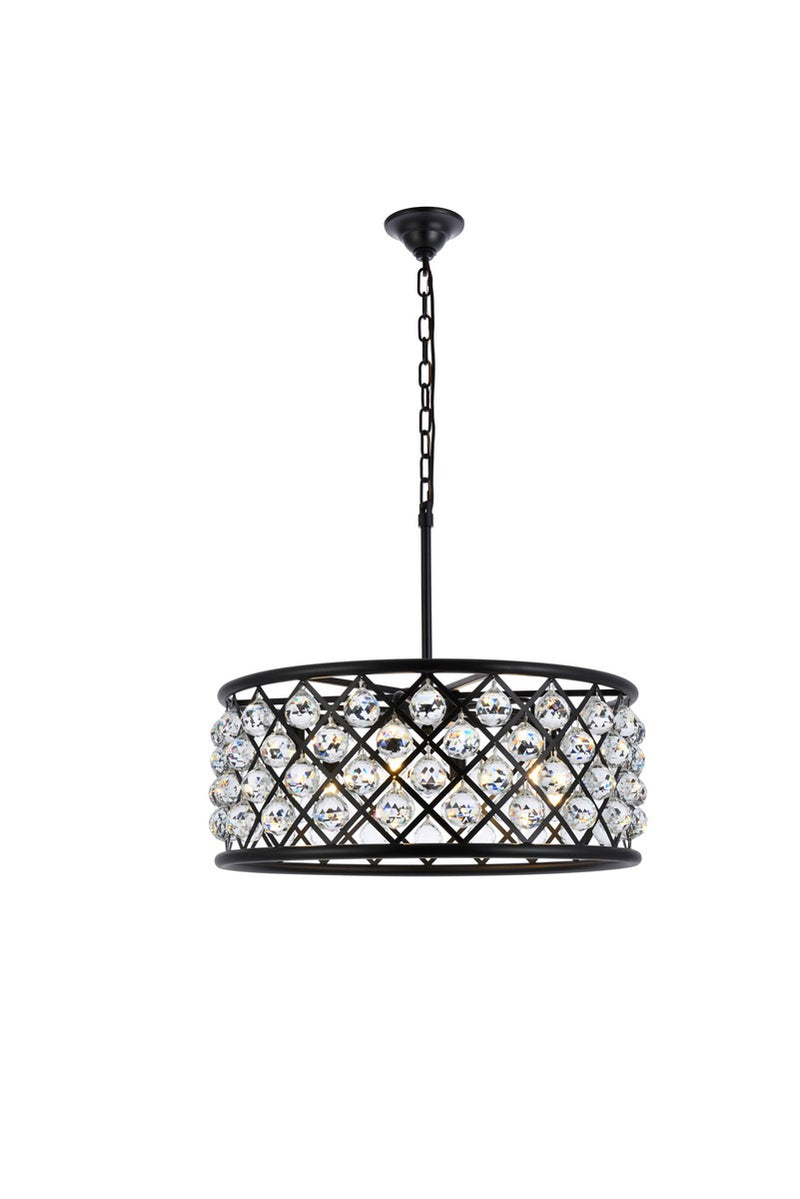 Elegant Lighting 1214D25MB/RC Six Light Chandelier, Matte Black