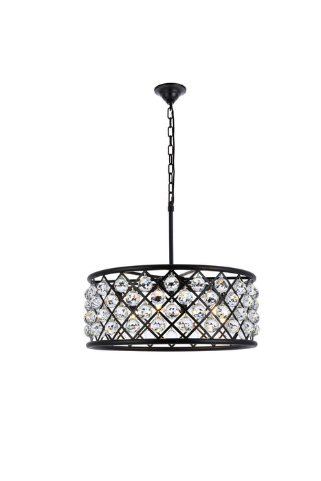 Elegant Lighting 1214D25MB/RC Six Light Chandelier, Matte Black