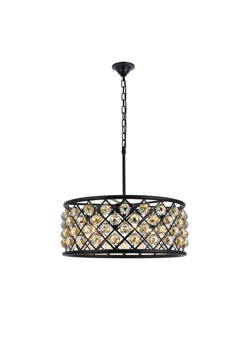 Elegant Lighting 1214D25MB-GT/RC Six Light Chandelier, Matte Black