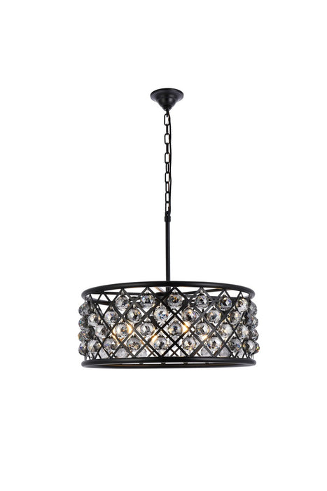 Elegant Lighting 1214D25MB-SS/RC Six Light Chandelier, Matte Black