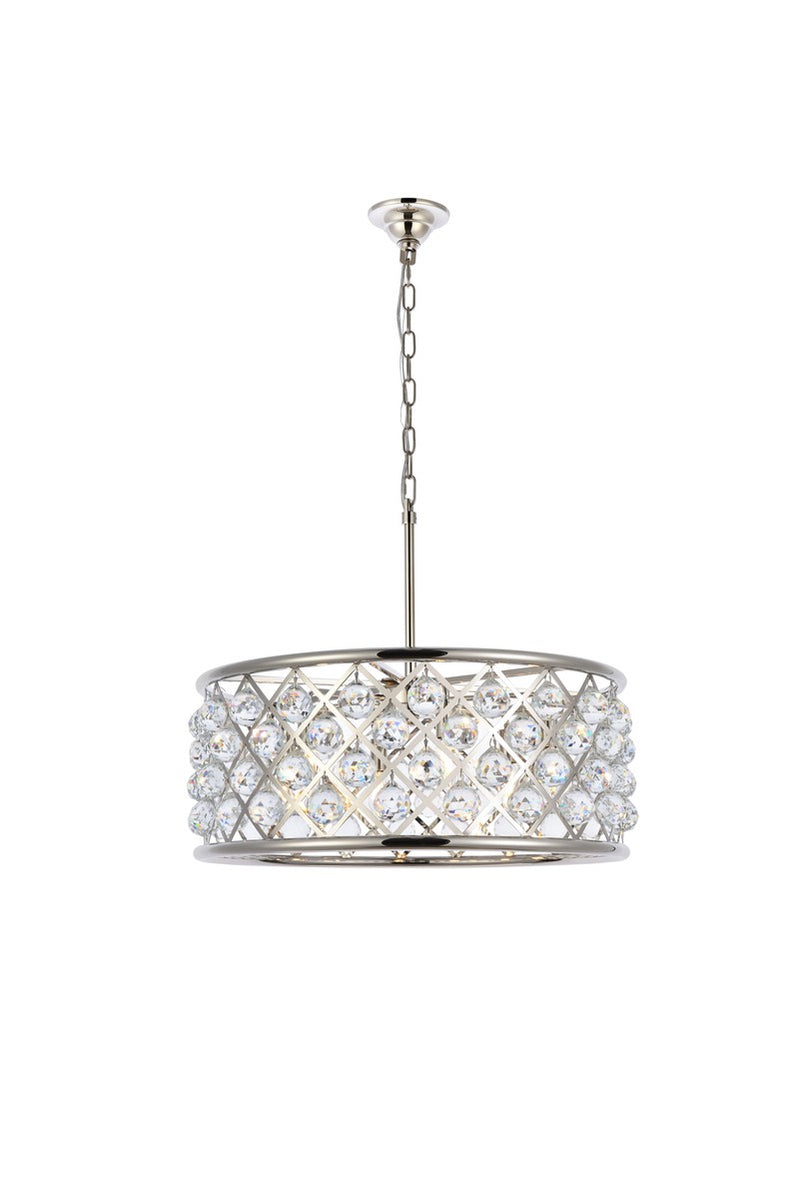 Elegant Lighting 1214D25PN/RC Six Light Chandelier, Polished Nickel
