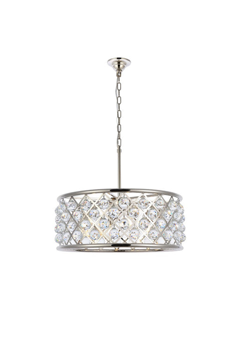Elegant Lighting 1214D25PN/RC Six Light Chandelier, Polished Nickel