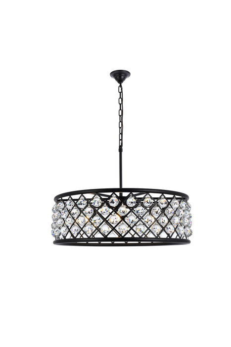 Elegant Lighting 1214D32MB/RC Eight Light Chandelier, Matte Black