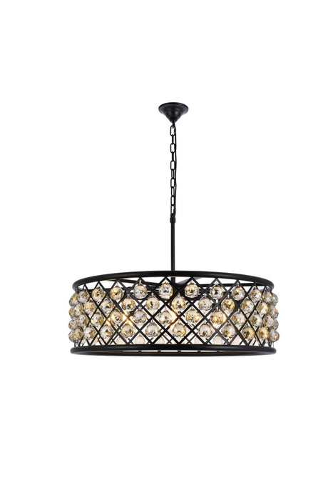 Elegant Lighting 1214D32MB-GT/RC Eight Light Chandelier, Matte Black