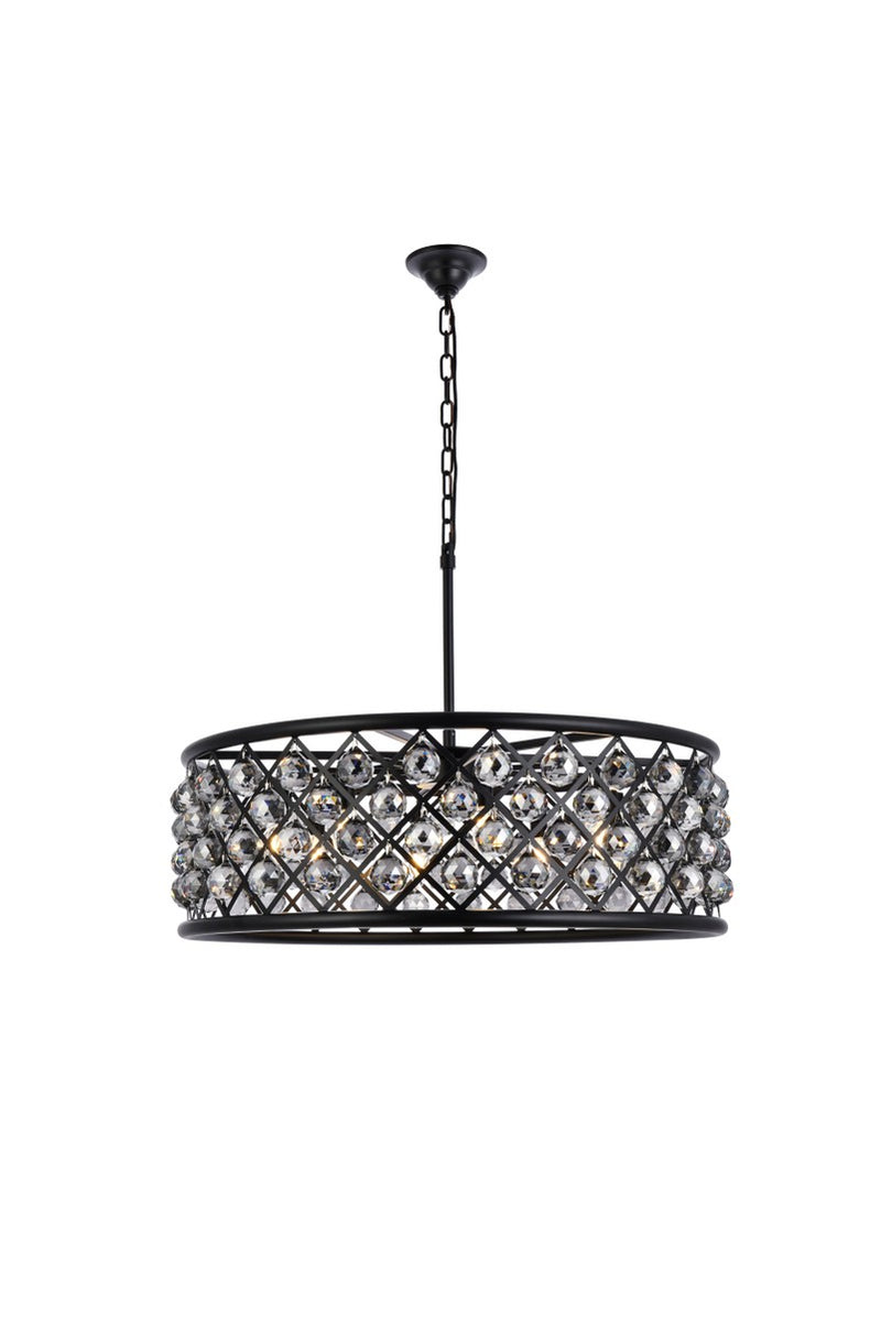 Elegant Lighting 1214D32MB-SS/RC Eight Light Chandelier, Matte Black