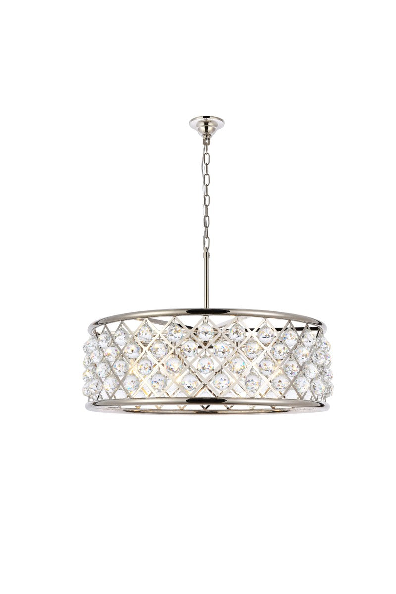 Elegant Lighting 1214D32PN/RC Eight Light Chandelier, Polished Nickel