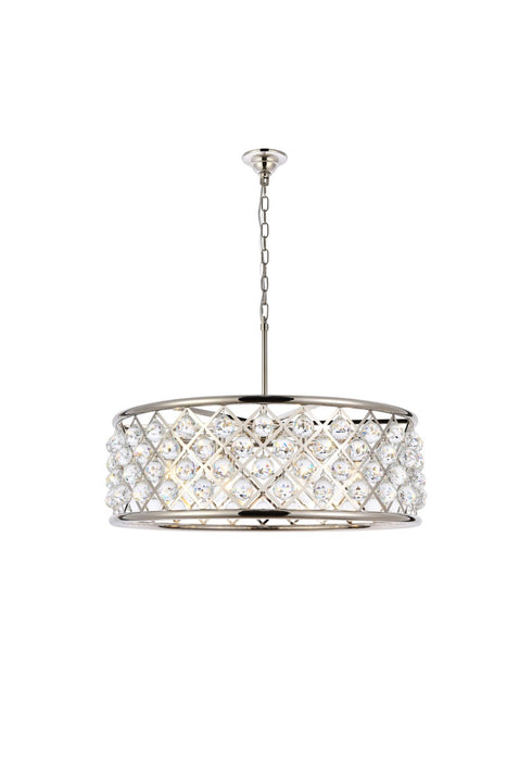 Elegant Lighting 1214D32PN/RC Eight Light Chandelier, Polished Nickel