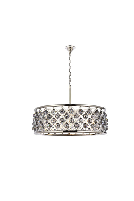 Elegant Lighting 1214D32PN-SS/RC Eight Light Chandelier, Polished Nickel