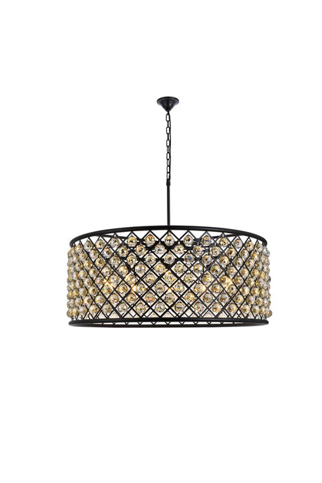 Elegant Lighting 1214G43MB-GT/RC Ten Light Chandelier, Matte Black