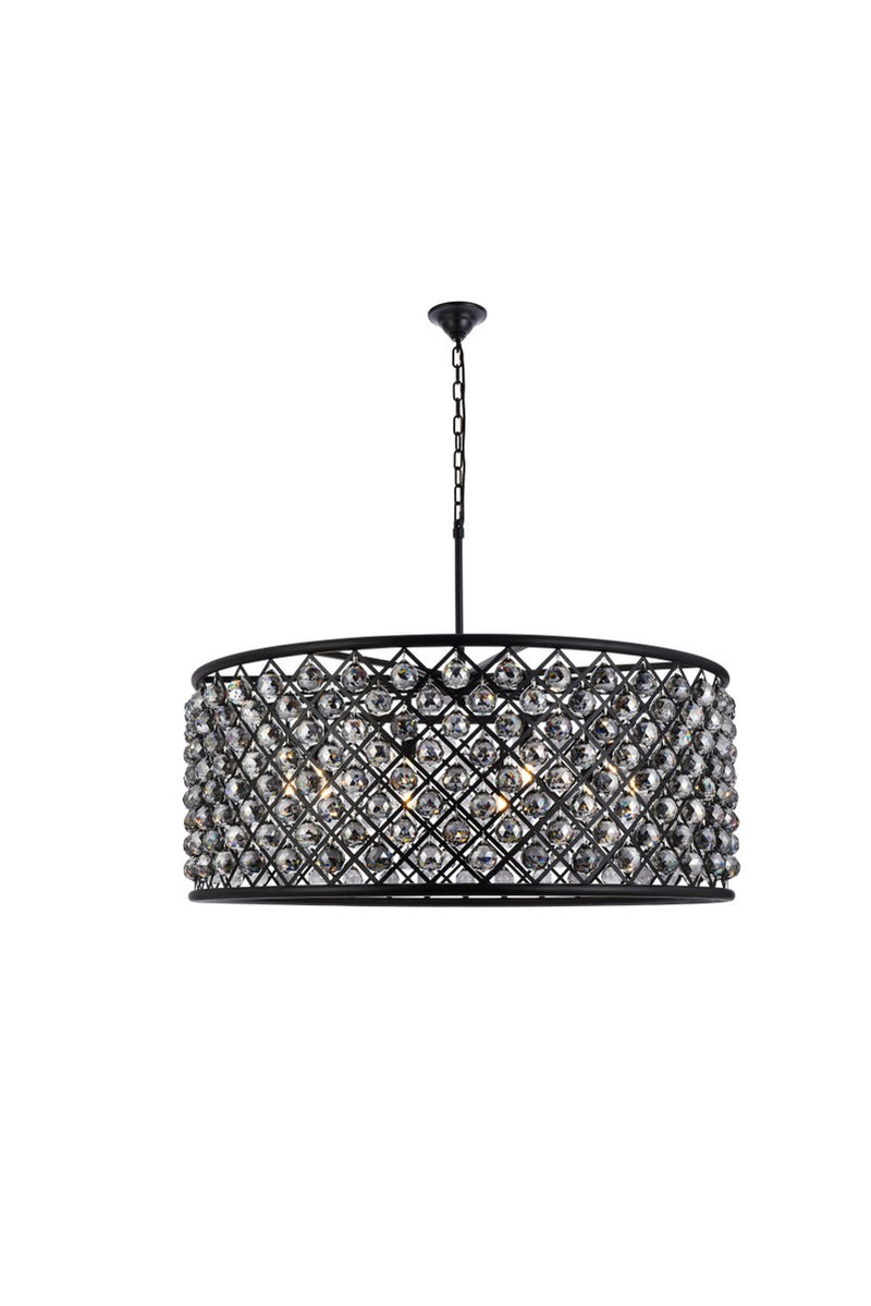 Elegant Lighting 1214G43MB-SS/RC Ten Light Chandelier, Matte Black