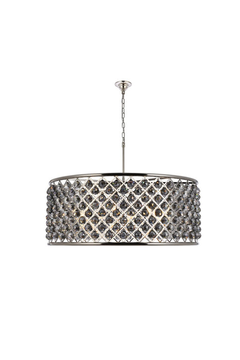 Elegant Lighting 1214G43PN-SS/RC Ten Light Chandelier, Polished Nickel