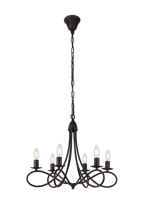 Elegant Lighting 1452D22DB Six Light Pendant, Dark Bronze