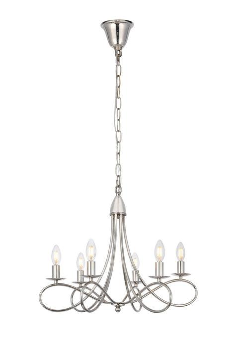 Elegant Lighting 1452D22PN Six Light Pendant, Polished Nickel