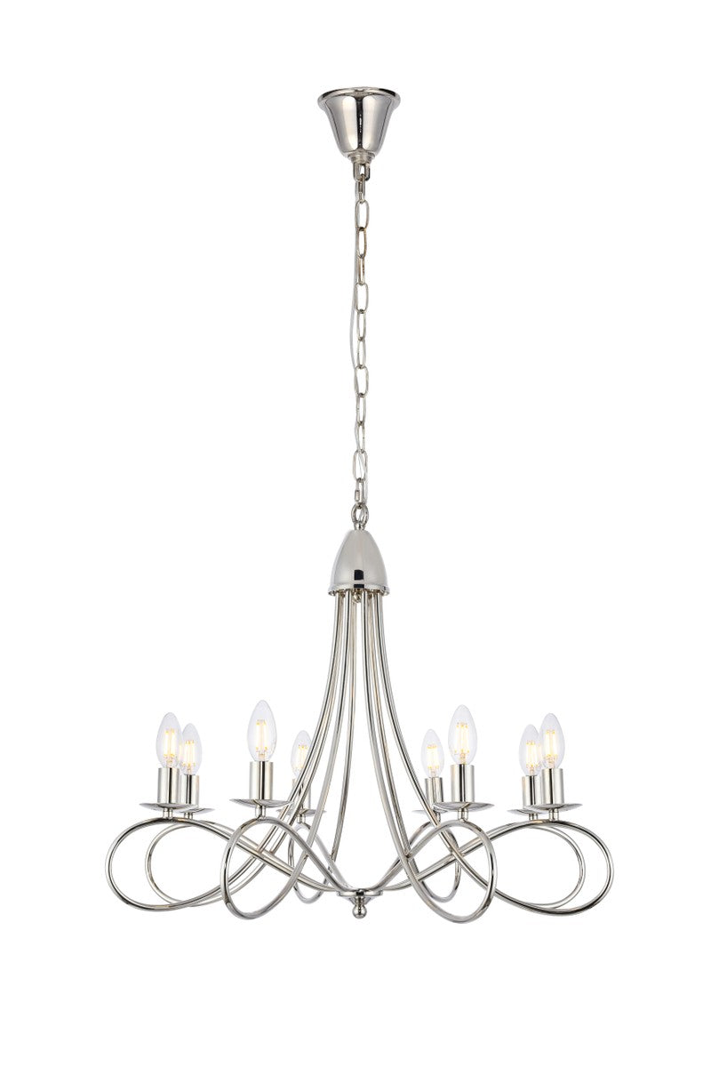 Elegant Lighting 1452D28PN Eight Light Pendant, Polished Nickel